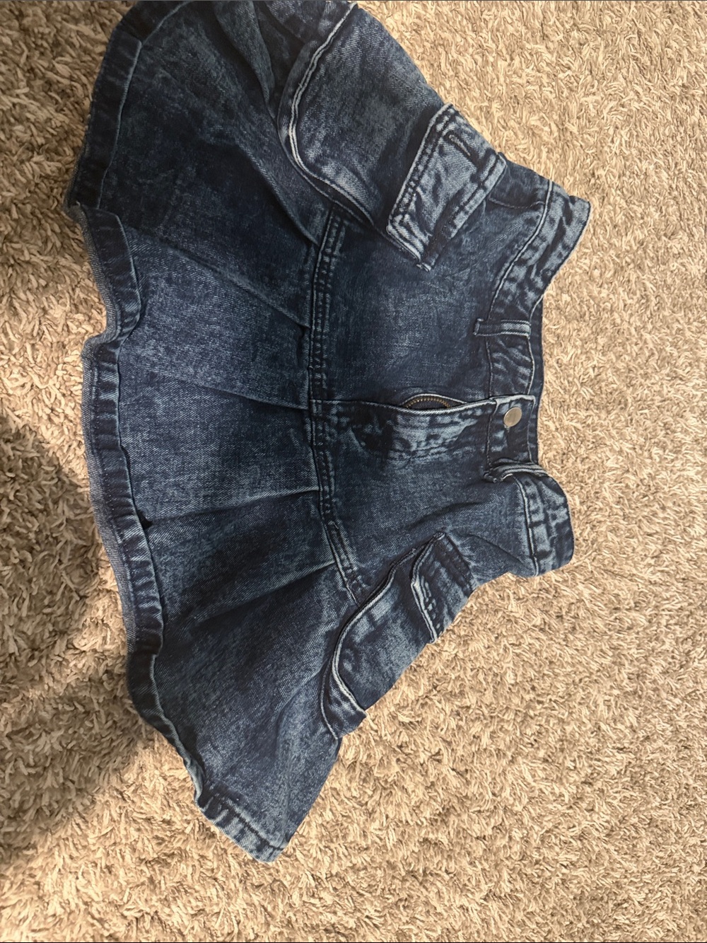 SHEIN Dark Blue Denim Pleated Mini Skirt